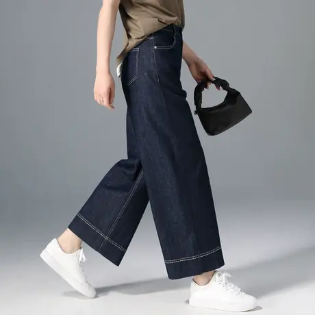九分阔腿牛仔裤女2025新款夏薄款高腰宽松小个子显瘦大码直筒裤子商品大图