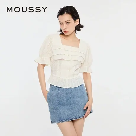 MOUSSY夏季甜美森系春游方领泡泡袖衬衫女028HSZ30-0561商品大图