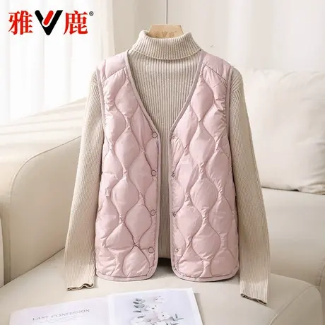 雅鹿2024秋冬季新款轻薄羽绒内胆女马甲内搭百搭大码坎肩背心外套图片