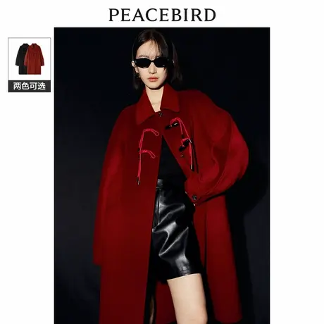 【来了就好】太平鸟新中式国风盘扣双面呢大衣冬牛角扣呢子外套图片