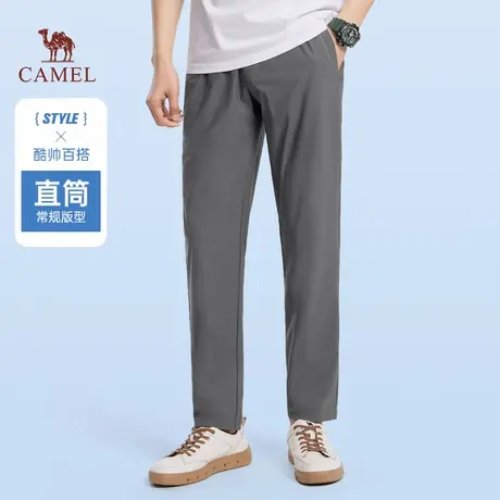 骆驼男装休闲裤男2025夏季新款修身直筒长裤户外轻薄外透气运动裤图片