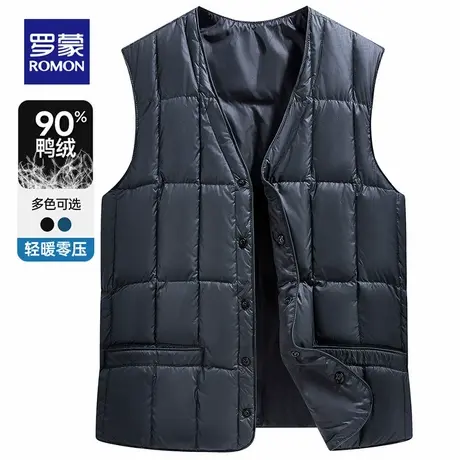 罗蒙羽绒马甲男士内外穿秋冬棉坎肩保暖中老年爸爸装羽绒内胆背心图片