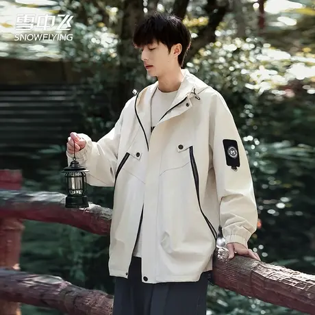 雪中飞户外软壳夹克男式春秋季潮牌宽松痞帅男装秋装工装登山外套商品大图