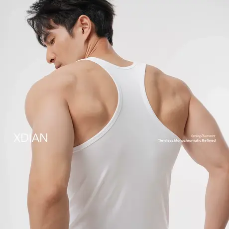 续点「弹力保型」工字背心男款2025新款纯棉修身坎肩运动健身上衣图片