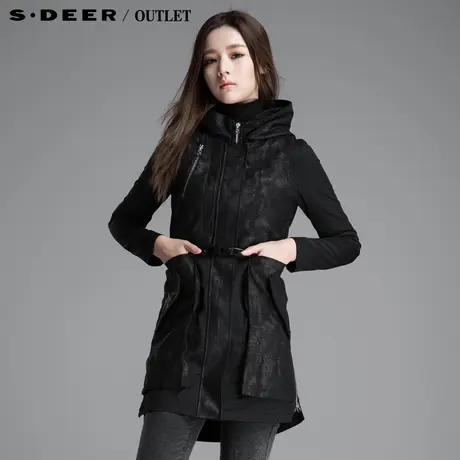 【新品】sdeer圣迪奥专柜正品女装春装光感印染连帽长外套4381817图片