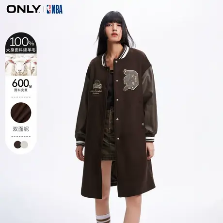 ONLY奥莱春季NBA联名绵羊毛中长款毛呢大衣女图片