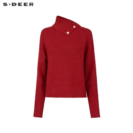 sdeer圣迪奥女装复古不规则领落肩袖针织衫S234Z35B4图片