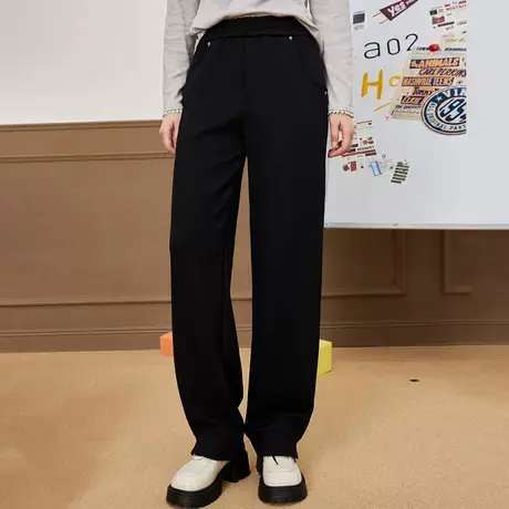 a02纯色简约设计高腰长款束脚裤2025春季百搭微弹女式休闲裤商品大图