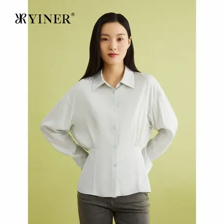 【真丝系列】YINER音儿女装夏季弹力建宏绉衬衫桑蚕丝上衣图片