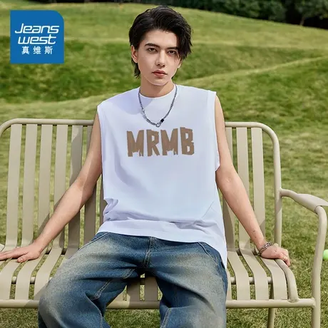 G2真维斯男装2025夏季新款 纯棉背心无袖坎肩宽松休闲运动T恤上衣商品大图