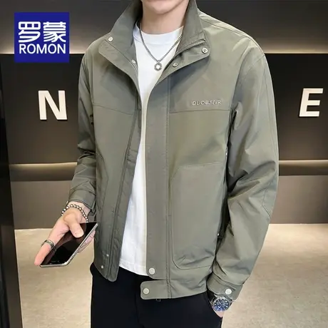 罗蒙2025春季新款夹克男士梭织拼接上衣服潮流百搭春秋立领外套男图片