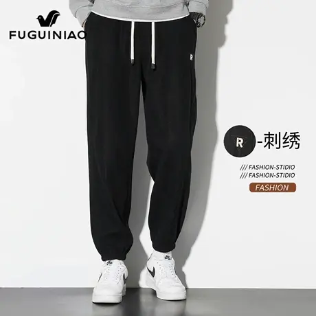 富贵鸟束脚卫裤男士宽松运动裤2025年夏季潮流弹力休闲长裤子男款商品大图