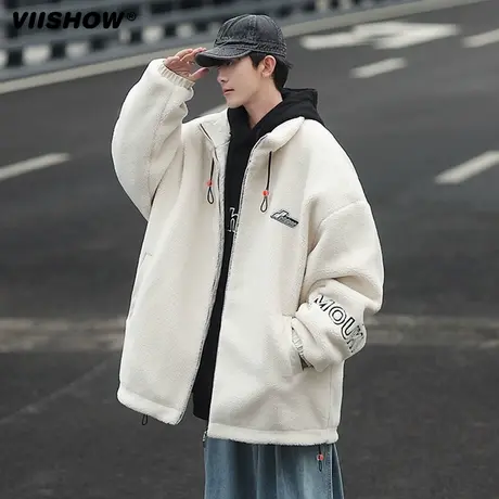 VIISHOW仿羊羔绒外套男士冬季棉袄潮牌宽松男高级感棉服加厚棉衣商品大图
