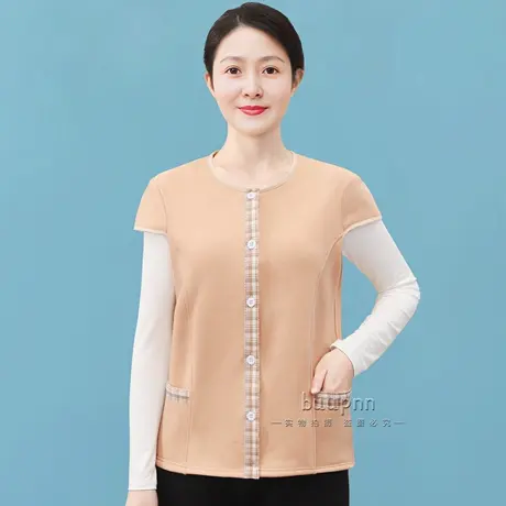 加绒加厚中老年护肩保暖包肩半袖马甲女妈妈打底坎肩背心秋冬商品大图