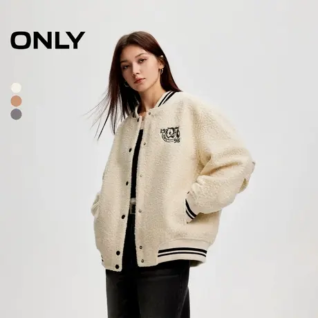 ONLY奥莱夏季潮流口袋字母刺绣棒球领撞色棉服女商品大图