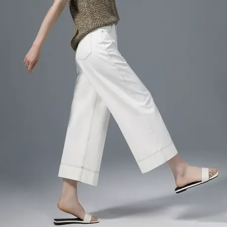 白色九分阔腿牛仔裤女2025新款夏季薄款高腰宽松小个子显瘦直筒裤商品大图