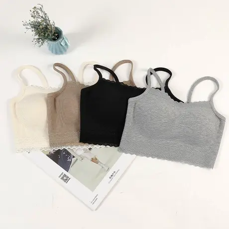 2025新款蕾丝边背心式抹胸内衣春夏聚拢防下垂一体式带胸垫美背商品大图