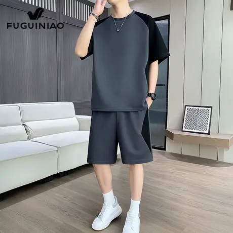 富贵鸟休闲运动套装男士夏季潮流短袖t恤搭配五分裤宽松一套男装图片