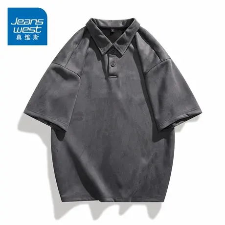 KZ真维斯夏季薄麂皮绒POLO衫短袖T恤男士2024新款潮衣服男装夏装图片