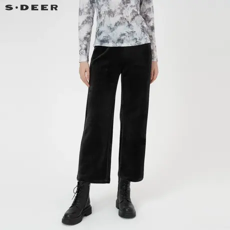 【直播间专属】sdeer圣迪奥女装复古松紧灯芯绒阔腿长裤S214Z0804图片