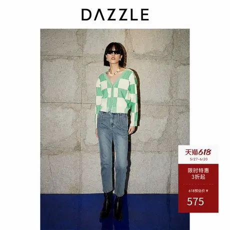 DAZZLE地素奥莱 牛仔裤春秋女装做旧九分裤商品大图