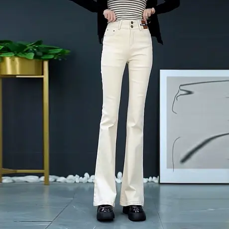 时尚微喇牛仔裤女修身显瘦2025年春夏新款马蹄喇叭裤子高腰休闲裤商品大图