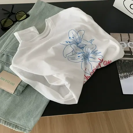 清新简约百合防晒罩衫女夏季轻薄透气雪花棉宽松白色长袖空调衫商品大图