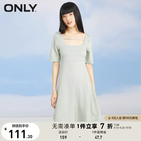 ONLY奥莱夏季A字纯色大领口系带简约短裙连衣裙女图片