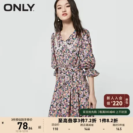 ONLY奥莱夏季娃娃领印花雪纺A字版短款连衣裙女图片