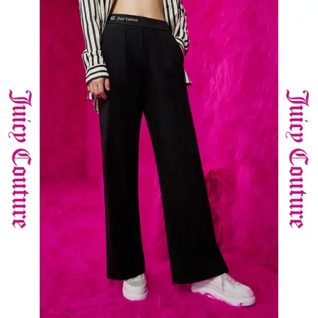 Juicy Couture橘滋春夏新款女装百搭银丝绣针织横纹女休闲裤商品大图