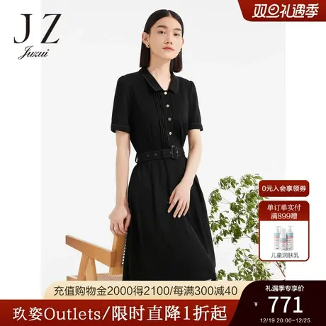 JZ玖姿商场同款小黑裙连衣裙女装2023夏季新款收腰裙子JWCX50047商品大图