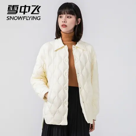 雪中飞2023年新款羽绒服女中长款衬衫领廓形秋季轻便轻薄外套男商品大图