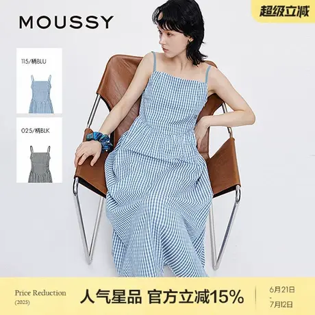 MOUSSY 2025夏季新品格子清新无袖长裙连衣裙女028ISA33-0007商品大图