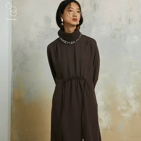 m.tsubomi/子苞米宽松连衣裙收腰设计2022秋季新款长裙女商场同款商品大图