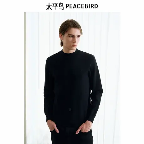 【商场同款】太平鸟男装 2024年冬季新款黑色针织衫毛衣B1EBE4512商品大图