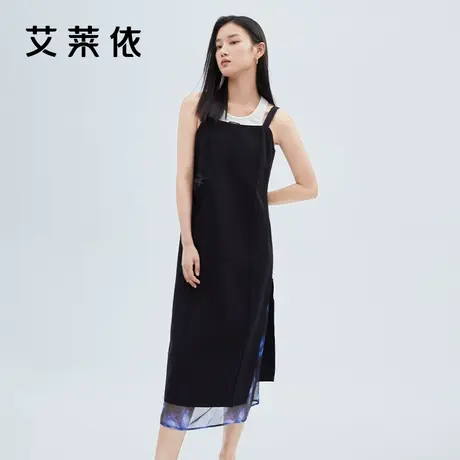 艾莱依夏季新款吊带连衣裙女中长款高端时尚设计感拼接小众法式女图片