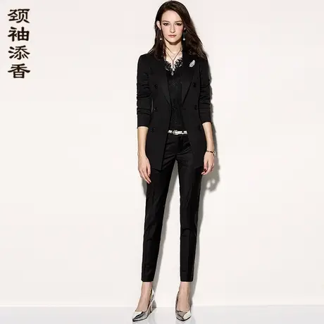 颈袖添香2024黑色西装套装女气质修身西服女正装通勤ol时尚商品大图