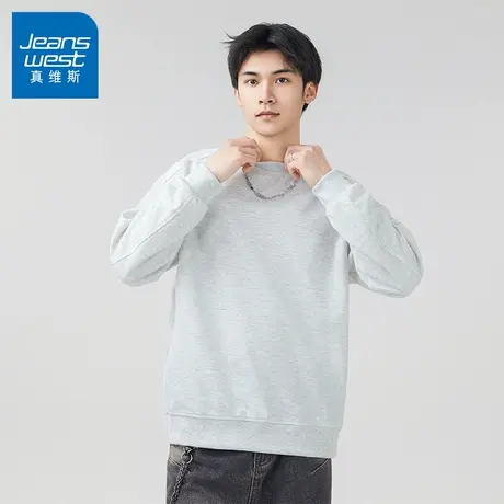 N5真维斯男士圆领卫衣2025秋季新款美式宽松基础长袖男生春秋上衣商品大图