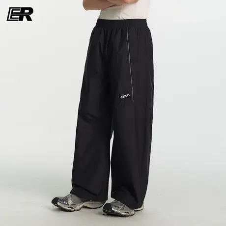 ER反光条松紧腰美式裤子2025春秋季潮牌直筒宽松运动梭织休闲长裤商品大图