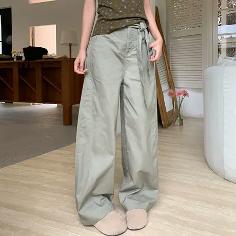 尔给夏季新款薄款时髦工装休闲裤慵懒风宽松显瘦百搭裤女图片