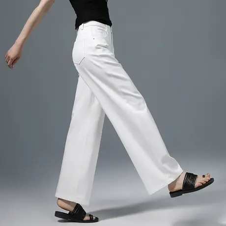 高腰白色牛仔裤女2025新款夏季薄款冰丝裤子休闲阔腿裤显瘦直筒裤商品大图