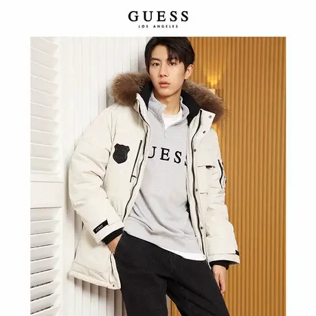 GUESS 男派克连帽中长款羽绒服M2BL968105Z商品大图