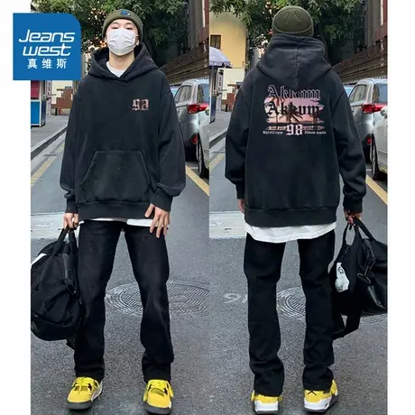 G2真维斯2025年春季新款 男女同款宽松外穿时尚印花百搭连帽卫衣图片