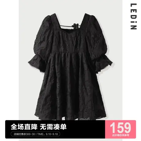 乐町高局少女连衣裙休闲春夏新款小黑裙女C1FAC1405商品大图