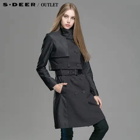 【新品】sdeer圣迪奥专柜正品拼皮两件式女式风衣4381818图片