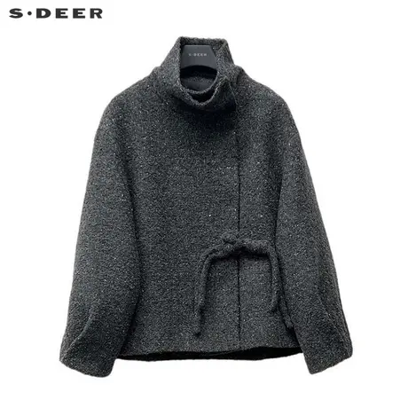 sdeer圣迪奥女装复古立领盘扣毛呢新中式外套S234Z2222图片