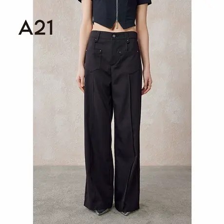 a21女装宽松垂感梭织西装西裤夏季新款阔腿拖地设计感休闲长裤子图片