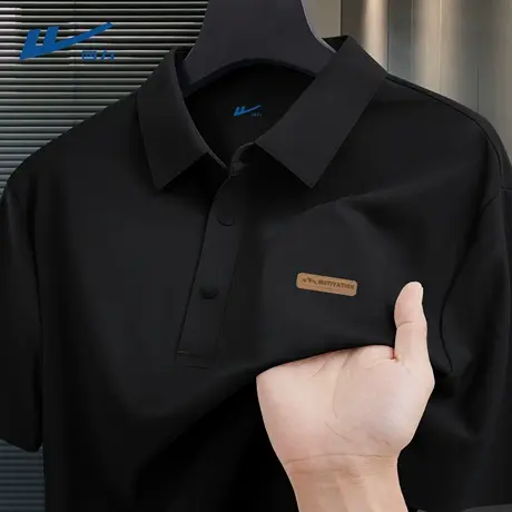 回力男士polo衫宽松休闲黑色男生短袖t恤夏季透气凉感速干半袖男D图片