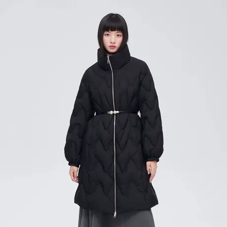 艾莱依奥莱冬季户外休闲中长款外套时尚简约百搭收腰保暖羽绒服女商品大图