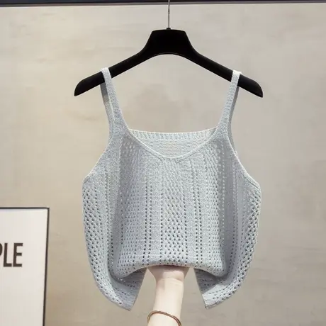 镂空v领针织马甲背心女2025春秋新款宽松外穿马夹叠穿毛衣坎肩潮图片